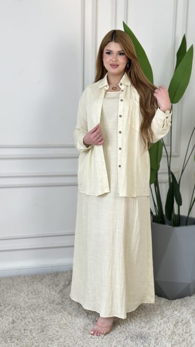 Robe chemise en véritable Lin 🇮🇹